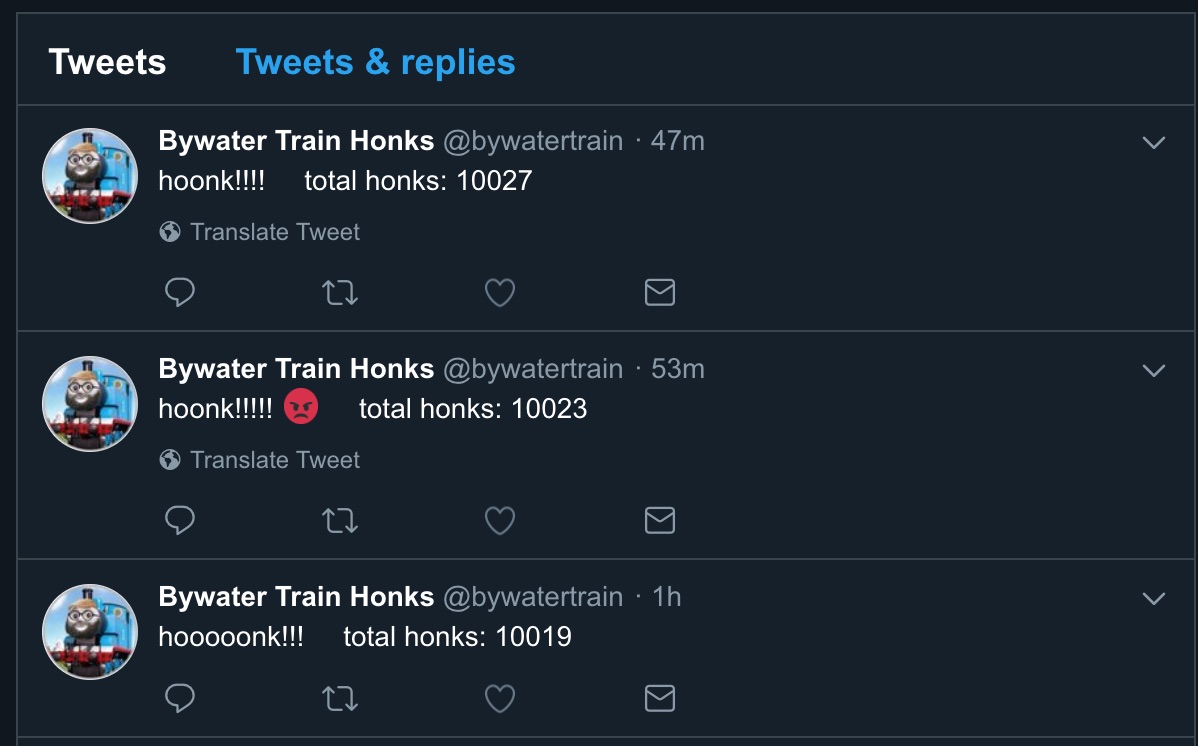 Twitter train detections